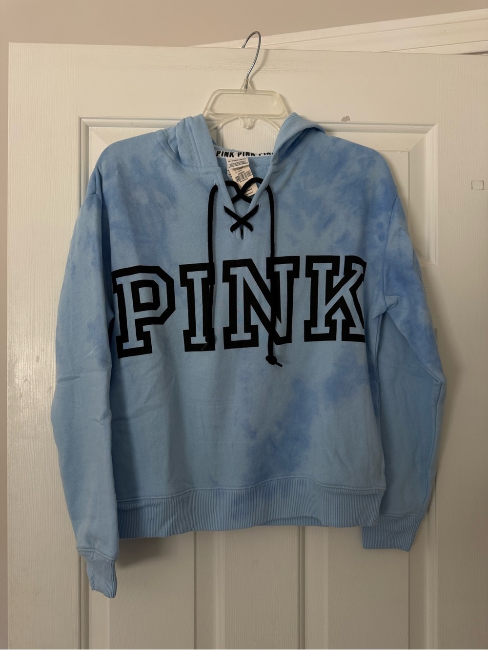 PINK Victoria's Secret Light Blue Tie-Dye Hoodie Sweater